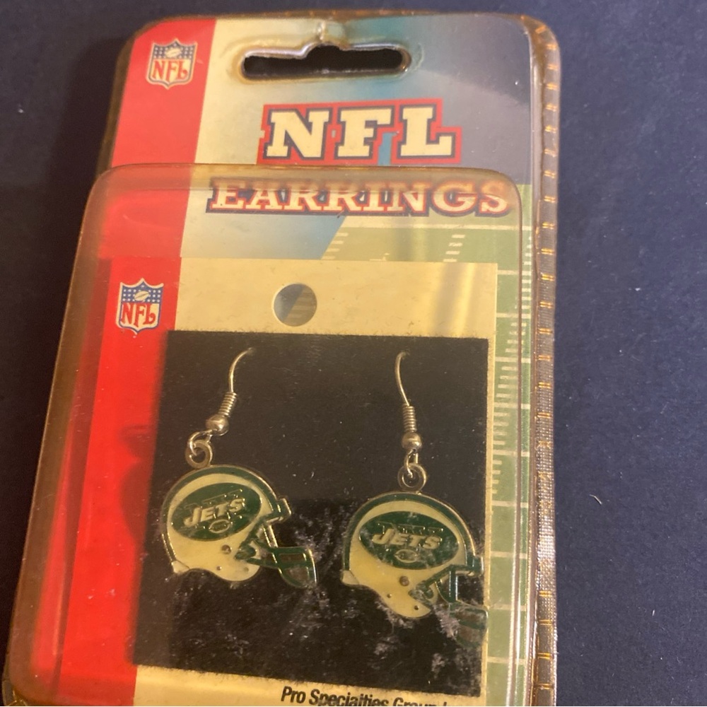 New York Jets Helmet Logo J Hook Dangle‎  Earrings NEW